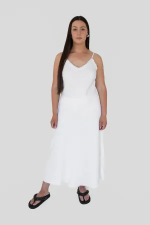 Linen Slip Dress - White