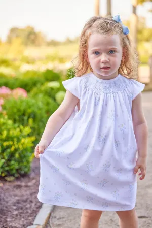 Little English: Smocked Bishop Dress - Blue Bow Bouquet