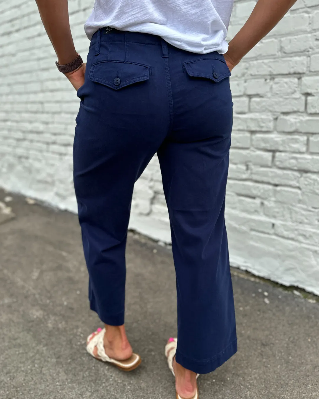 LIVERPOOL Wide Leg Crop Trouser with Flap Pocket