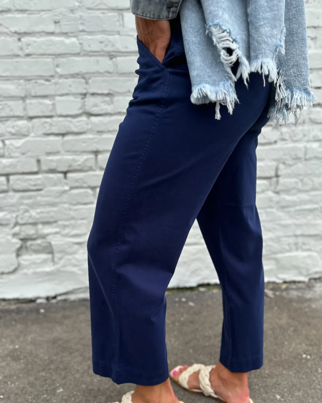 LIVERPOOL Wide Leg Crop Trouser with Flap Pocket
