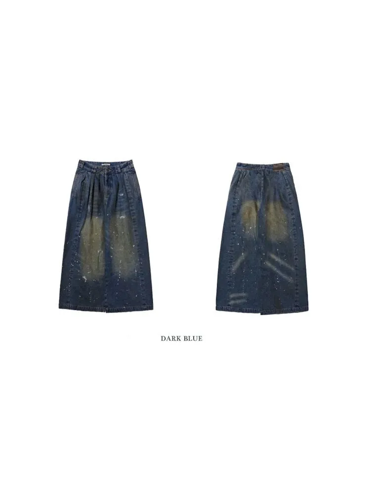 loose mopping wide-leg denim trousers