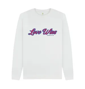 Love Wins  100% organic Unisex Sweatshirt White. Free UK postage