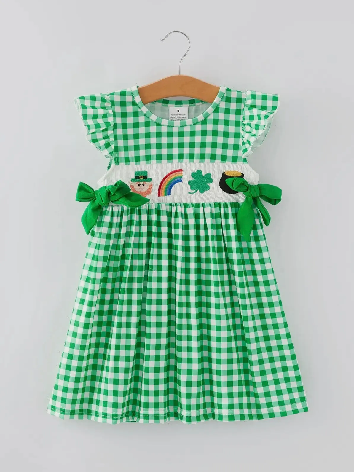 Lucky Charm Smocked Dress: Green Mix