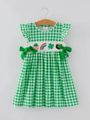Lucky Charm Smocked Dress: Green Mix