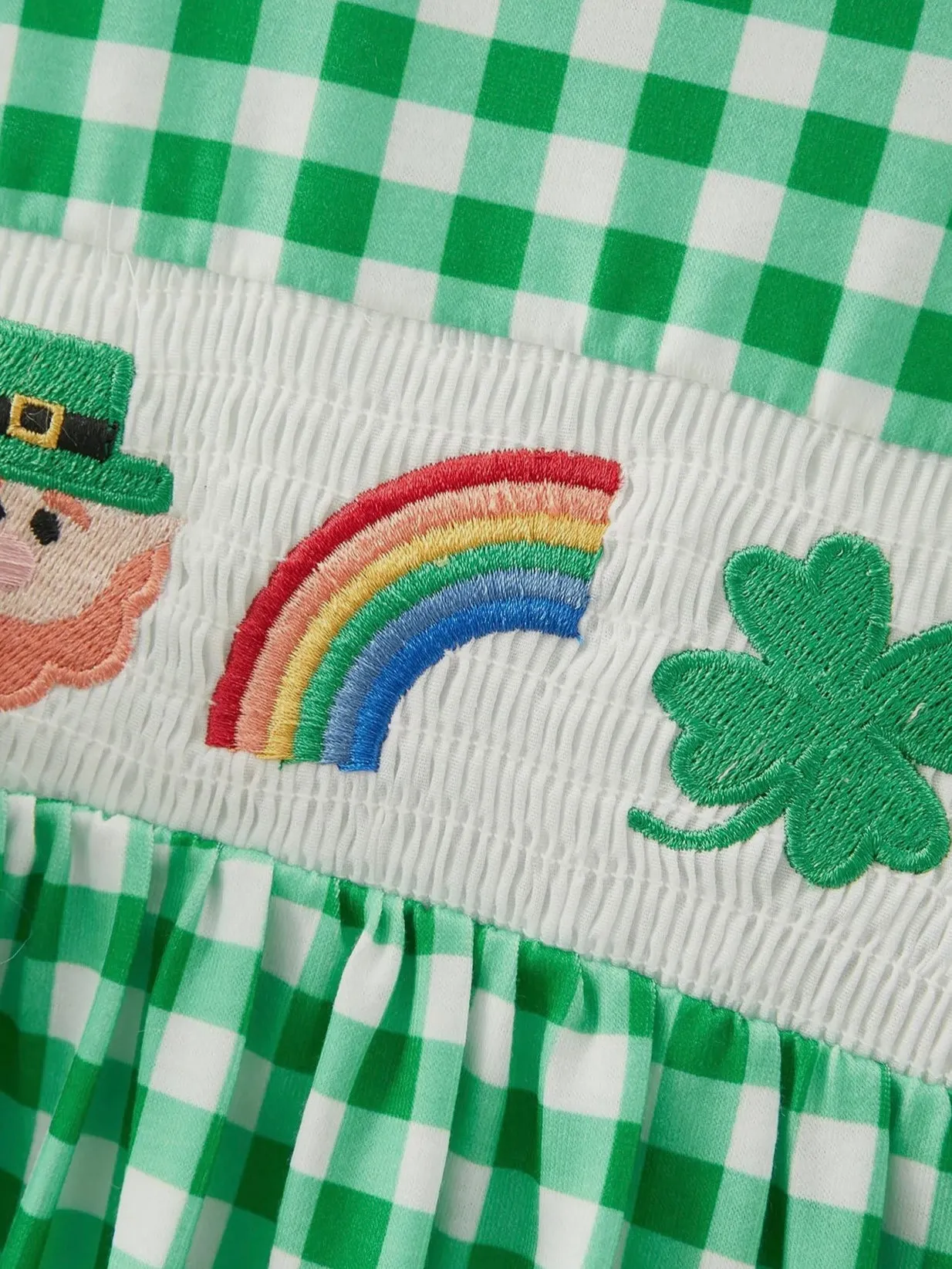 Lucky Charm Smocked Dress: Green Mix