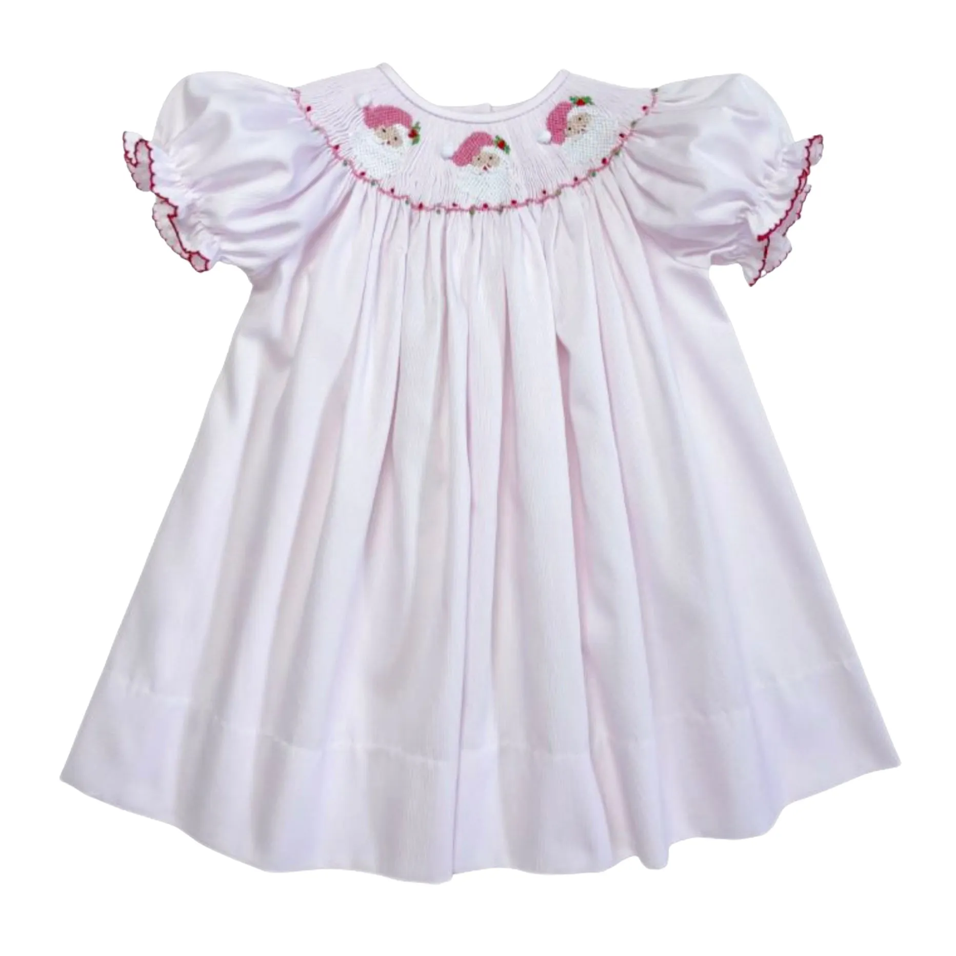 Lulu Bebe Santa Claus Smocked Dress - Pink