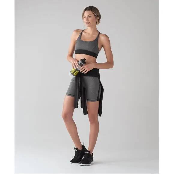Lululemon Train Times 6&quot; Heathered Black Biker Compression Shorts Size 10 Medium