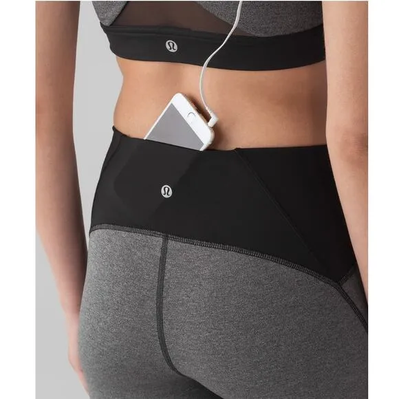 Lululemon Train Times 6&quot; Heathered Black Biker Compression Shorts Size 10 Medium