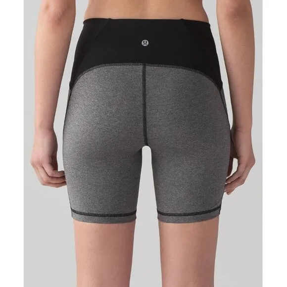 Lululemon Train Times 6&quot; Heathered Black Biker Compression Shorts Size 10 Medium