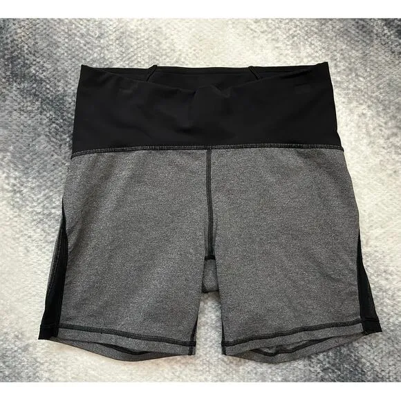 Lululemon Train Times 6&quot; Heathered Black Biker Compression Shorts Size 10 Medium