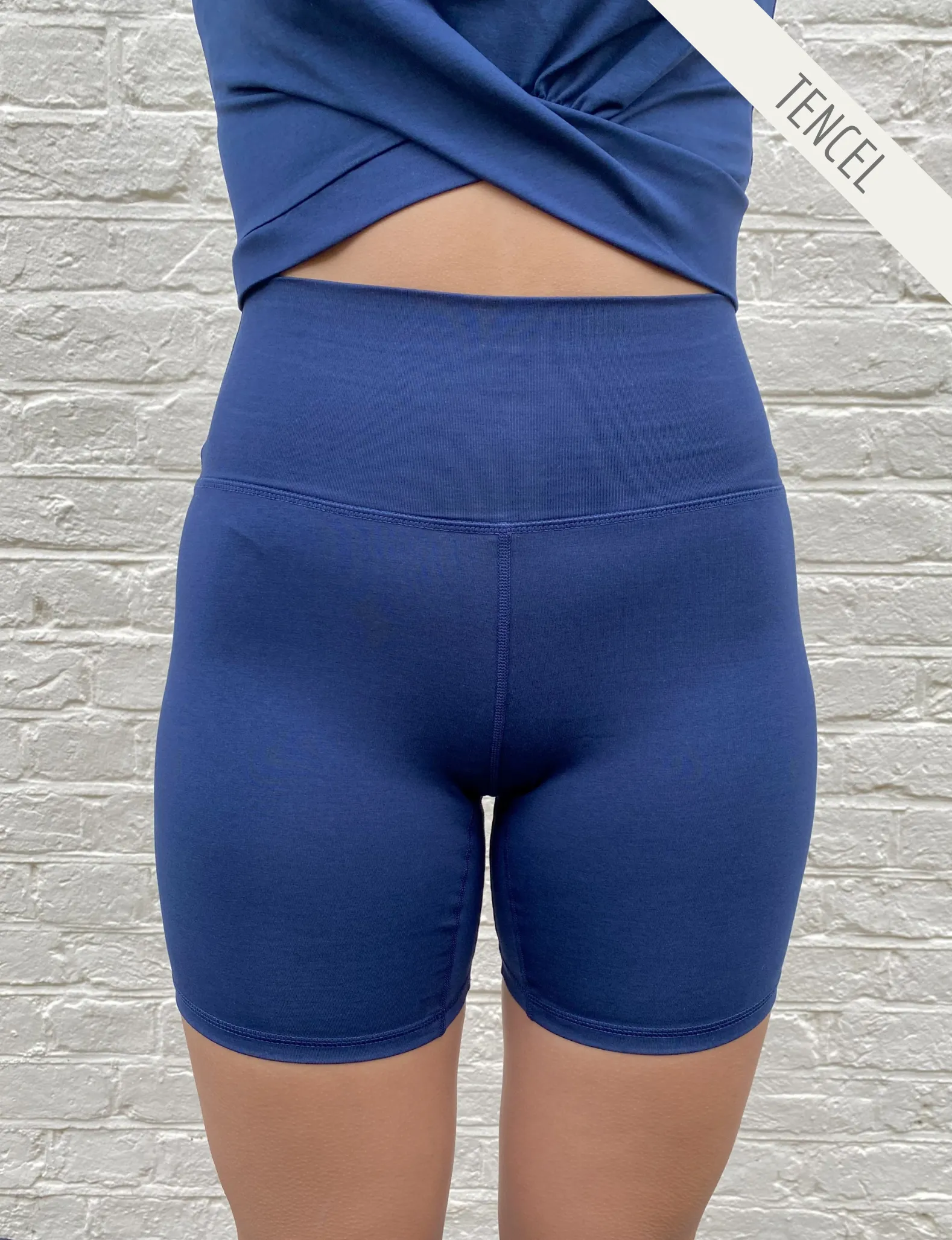 Lyocell Mid-Rise Biker Shorts - Midnight Blue