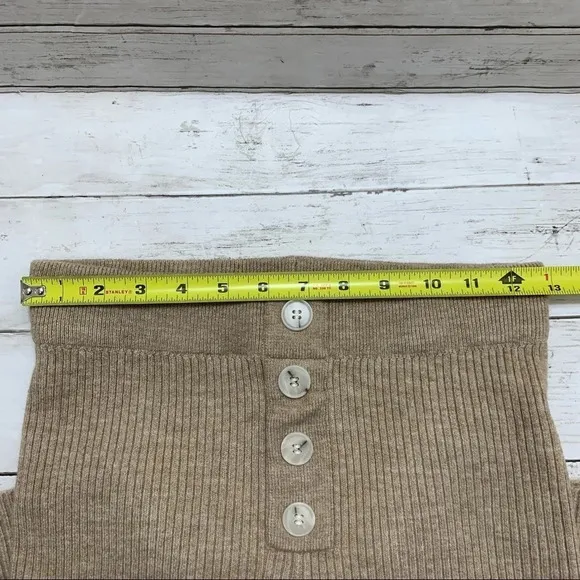 Mable Ribbed Biker Shorts Tan Cream Oatmeal Exposed Buttons