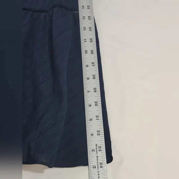 Madewell Depeche Tie Waist 3/4 Sleeve Midi Navy Blue Dress Slip Lining Size 0