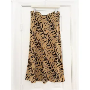 Madewell Womens Tan Black Tiger Stripe Silk Midi Slip Skirt Size 12