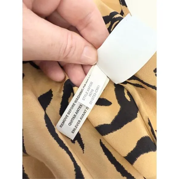 Madewell Womens Tan Black Tiger Stripe Silk Midi Slip Skirt Size 12