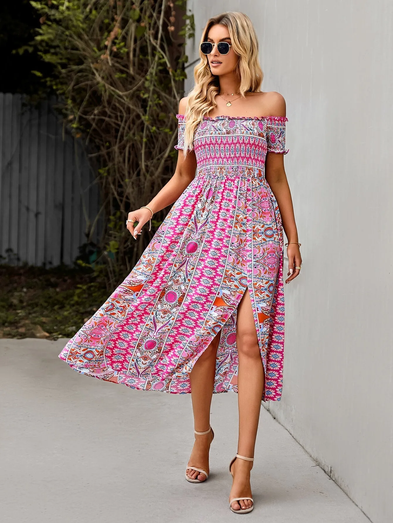 Mahoa Dress - Pink Print