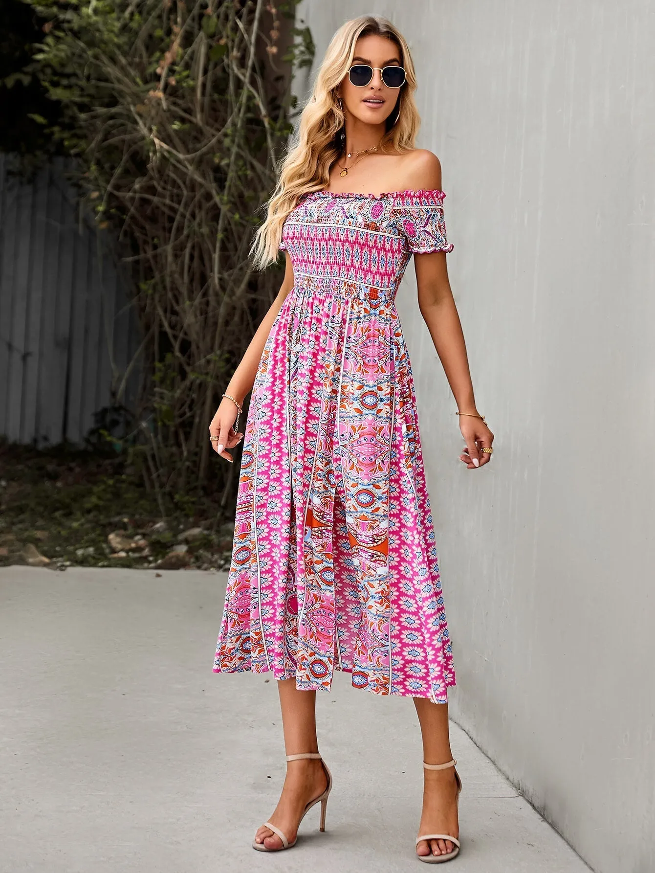 Mahoa Dress - Pink Print