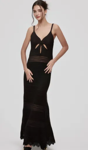 Margot cut-out flared-hem knit midi dress
