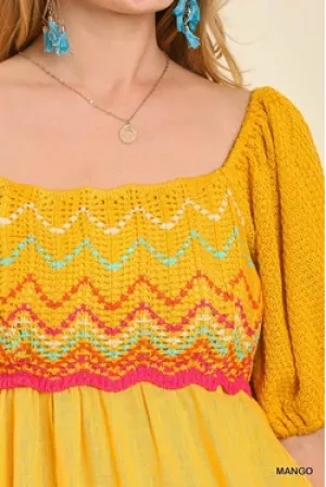 Marigold Crochet Top Mini Dress