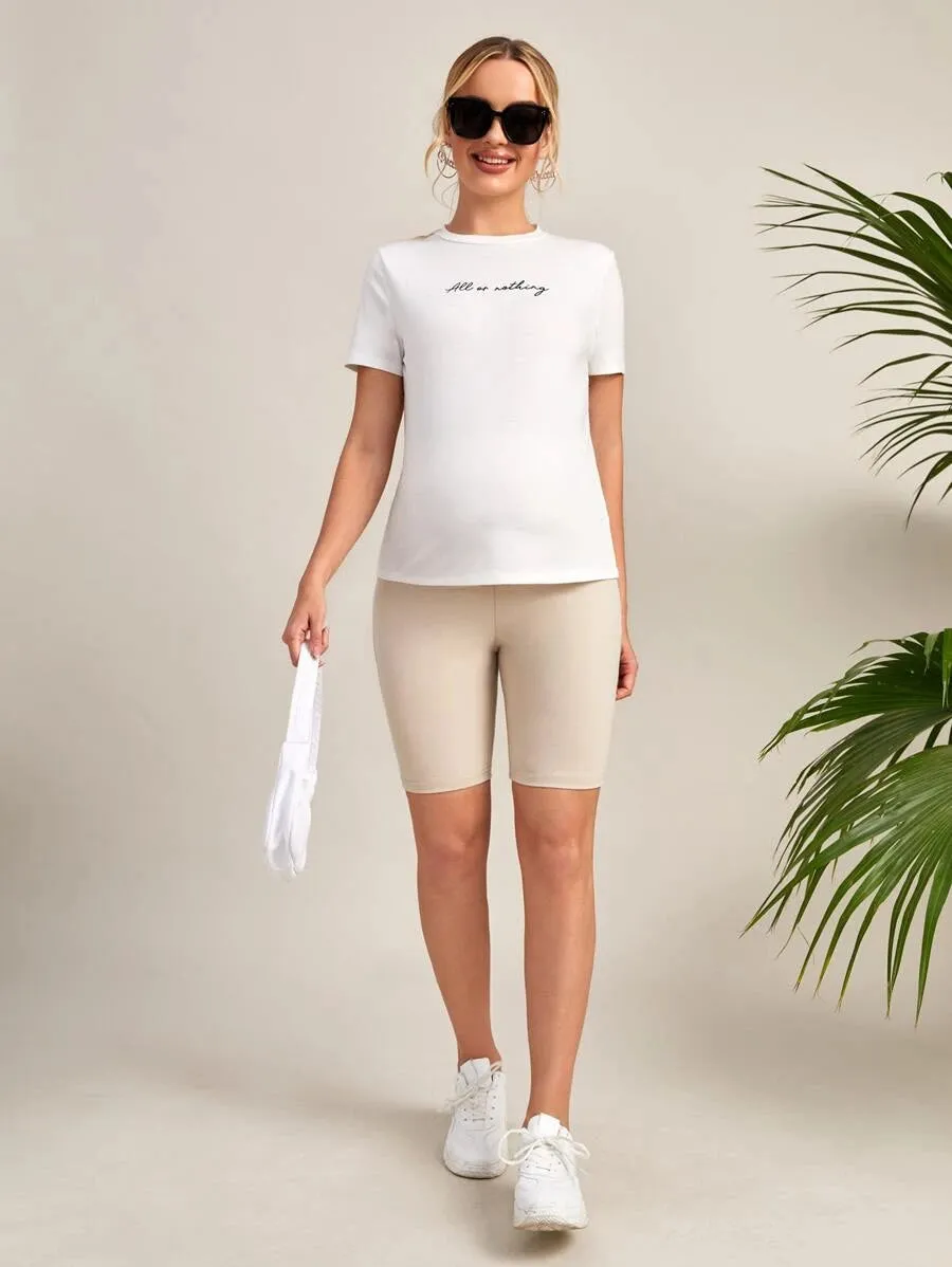Maternity Wide Waistband Biker Shorts
