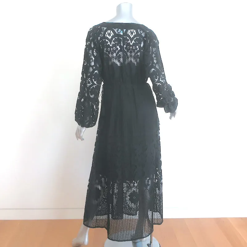 Melissa Odabash Melissa Tie-Side Midi Dress Black Lace One Size