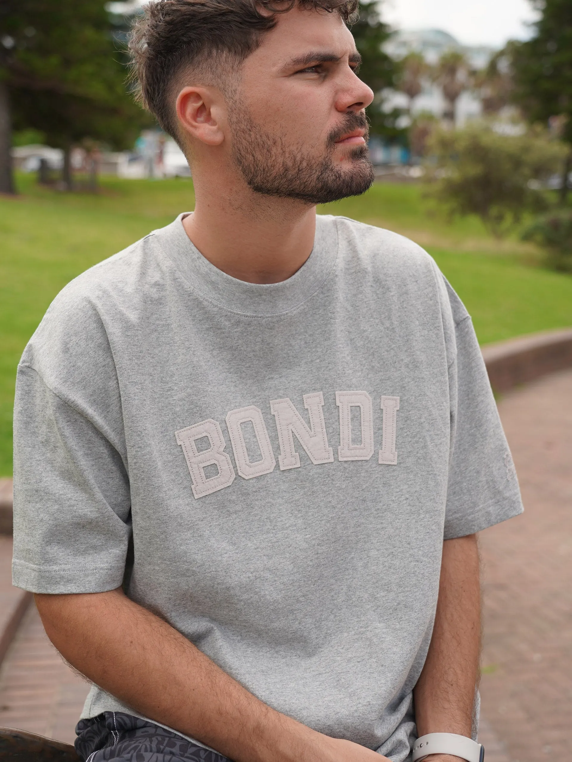 Men's New College Relaxed Fit Tee (Grey Marle)
