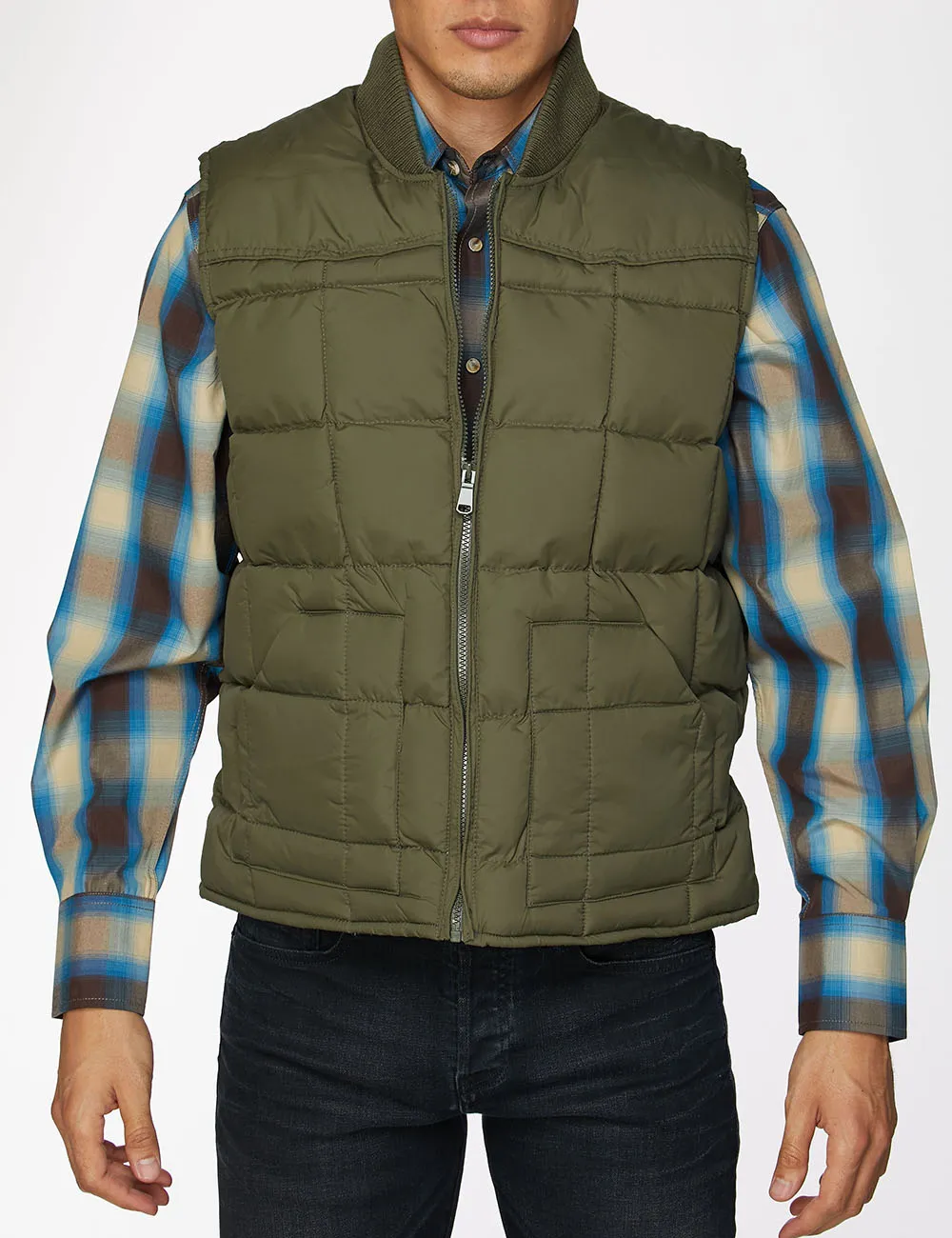 Men's Nylon Quilted Sleeveless Vest-NV629-Olive