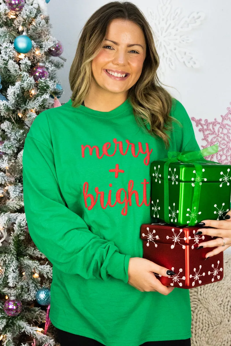 Merry   Bright Puff Vinyl Unisex Dri-Power Long-Sleeve 50/50 Tee