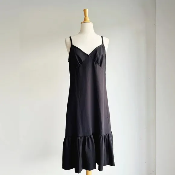MICHAEL MICHAEL KORS | Black Slip Dress With Ruffle Hem | M