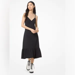 MICHAEL MICHAEL KORS | Black Slip Dress With Ruffle Hem | M
