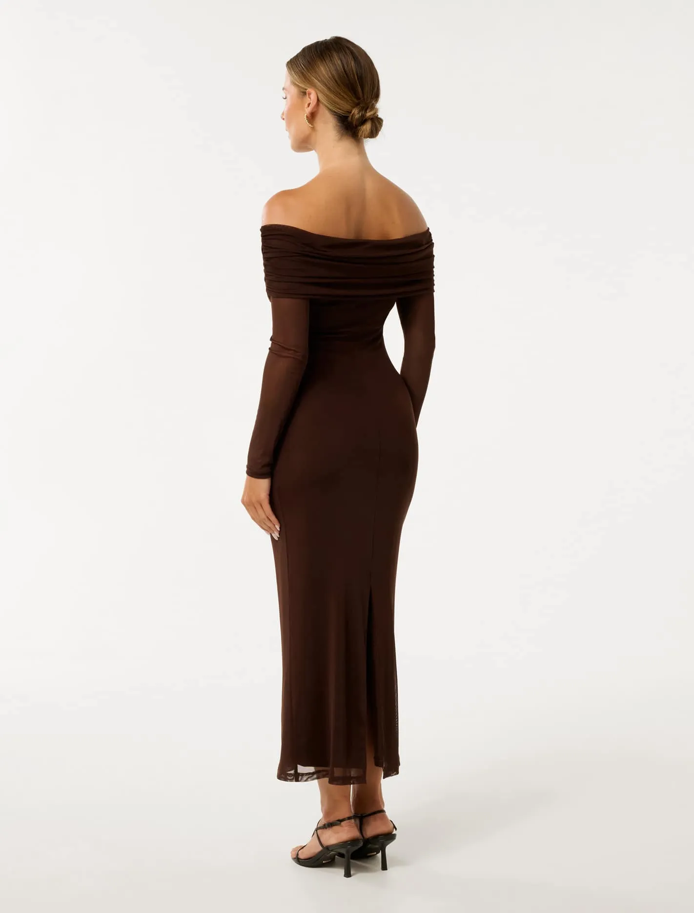 Minnie Petite Mesh Bardot Midi Dress