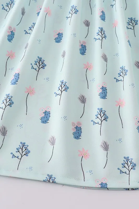 Mint cactus smocked dress