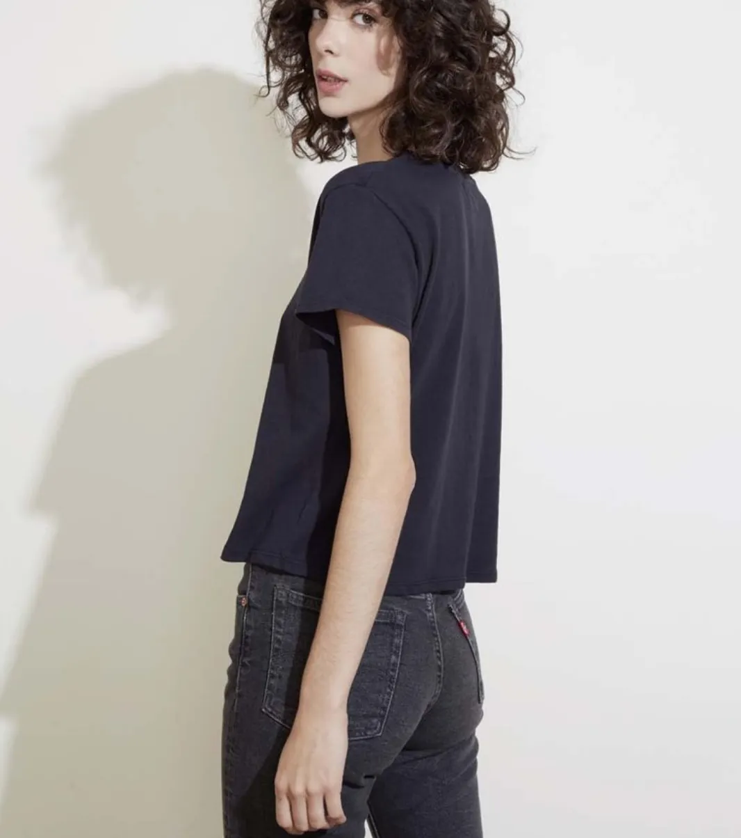 NATION LTD Marie Boxy Crop Recycled Cotton Tee | Off White, Black