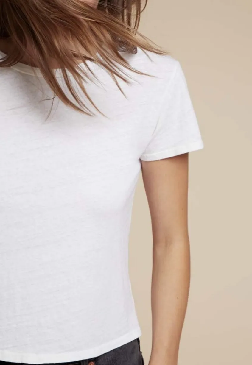 NATION LTD Marie Boxy Crop Recycled Cotton Tee | Off White, Black