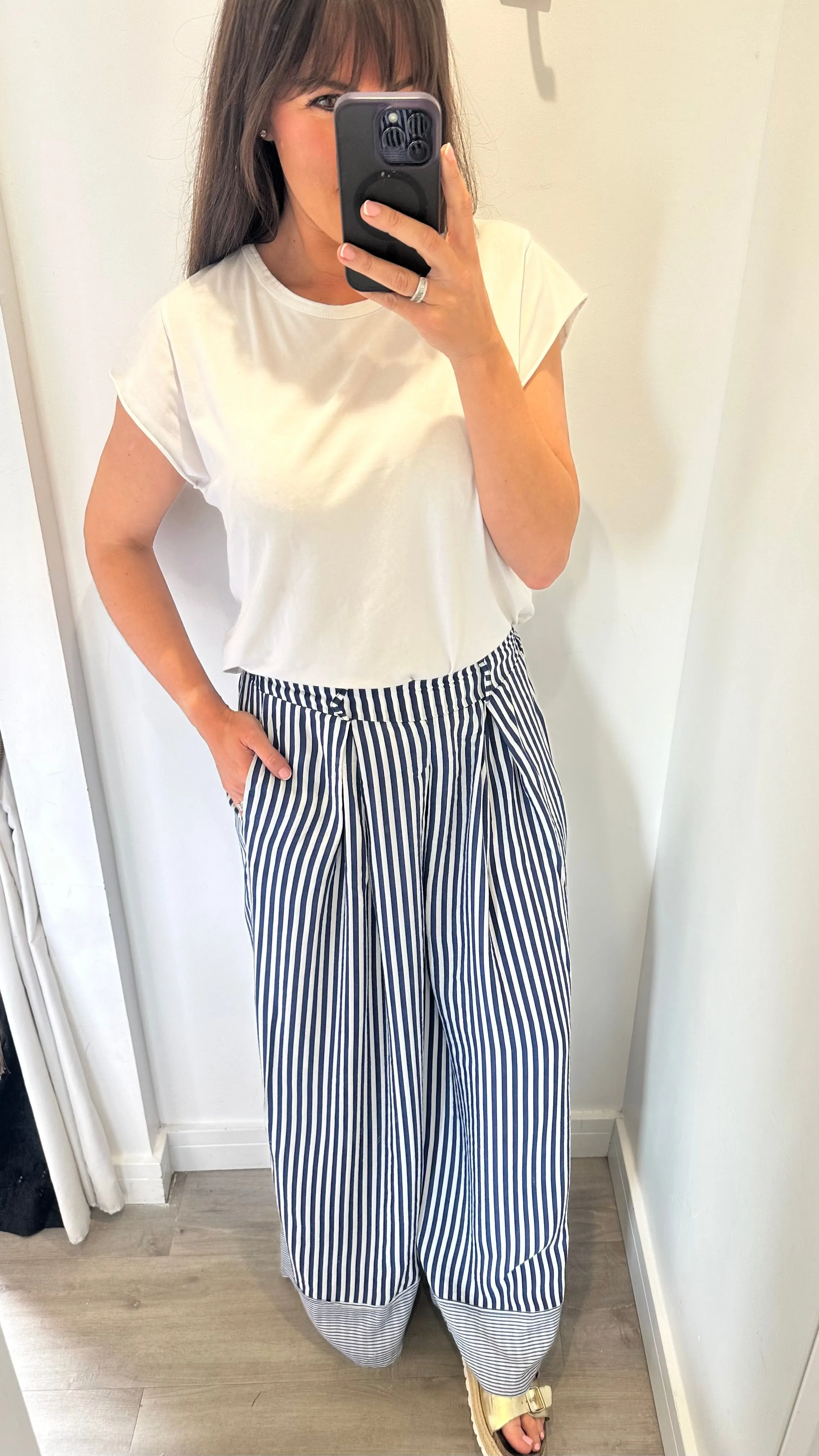 NAUTICAL STRIPE WIDE LEG TROUSERS