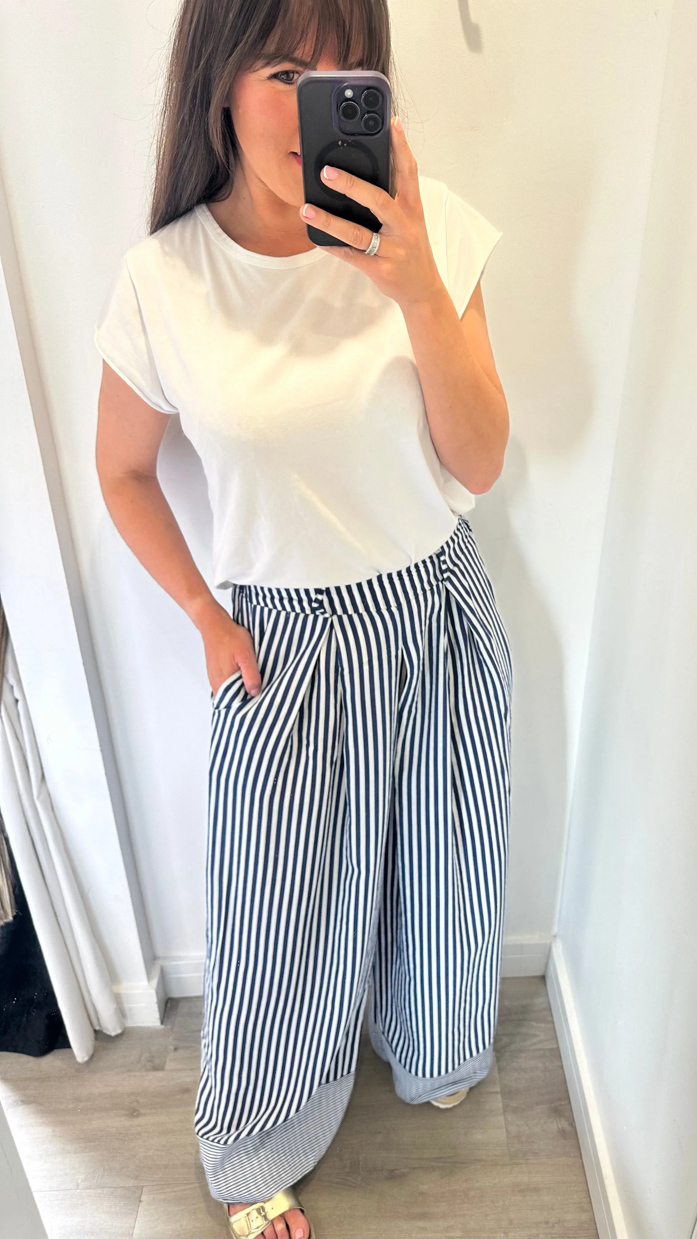 NAUTICAL STRIPE WIDE LEG TROUSERS