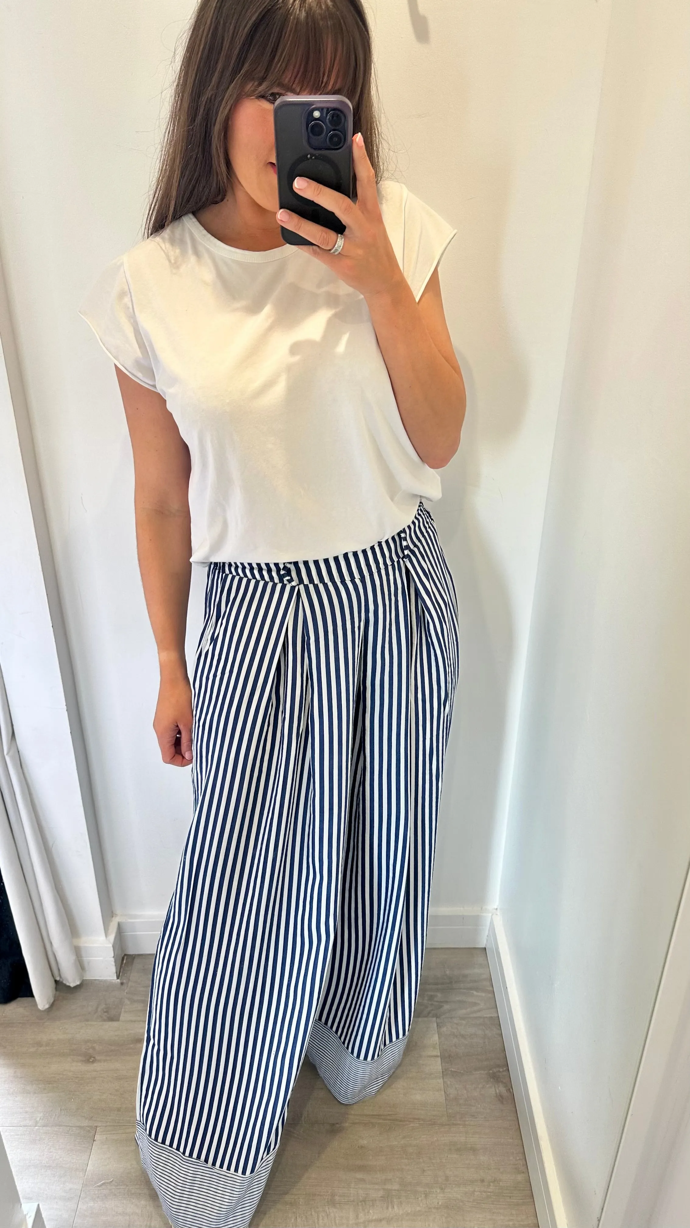 NAUTICAL STRIPE WIDE LEG TROUSERS