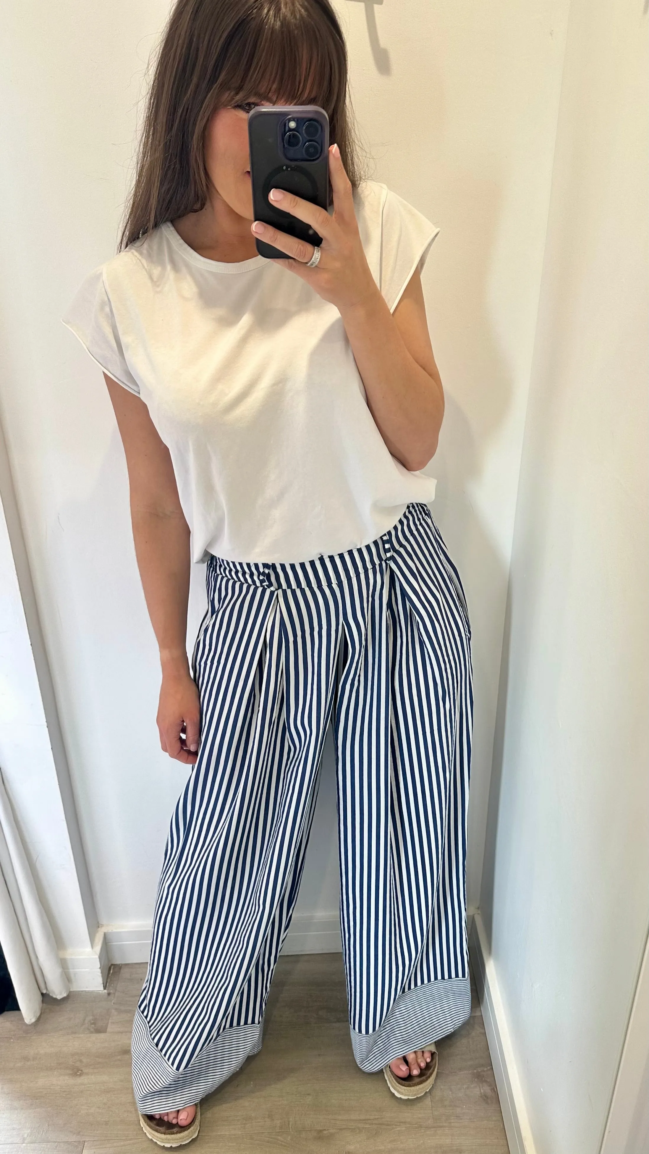 NAUTICAL STRIPE WIDE LEG TROUSERS