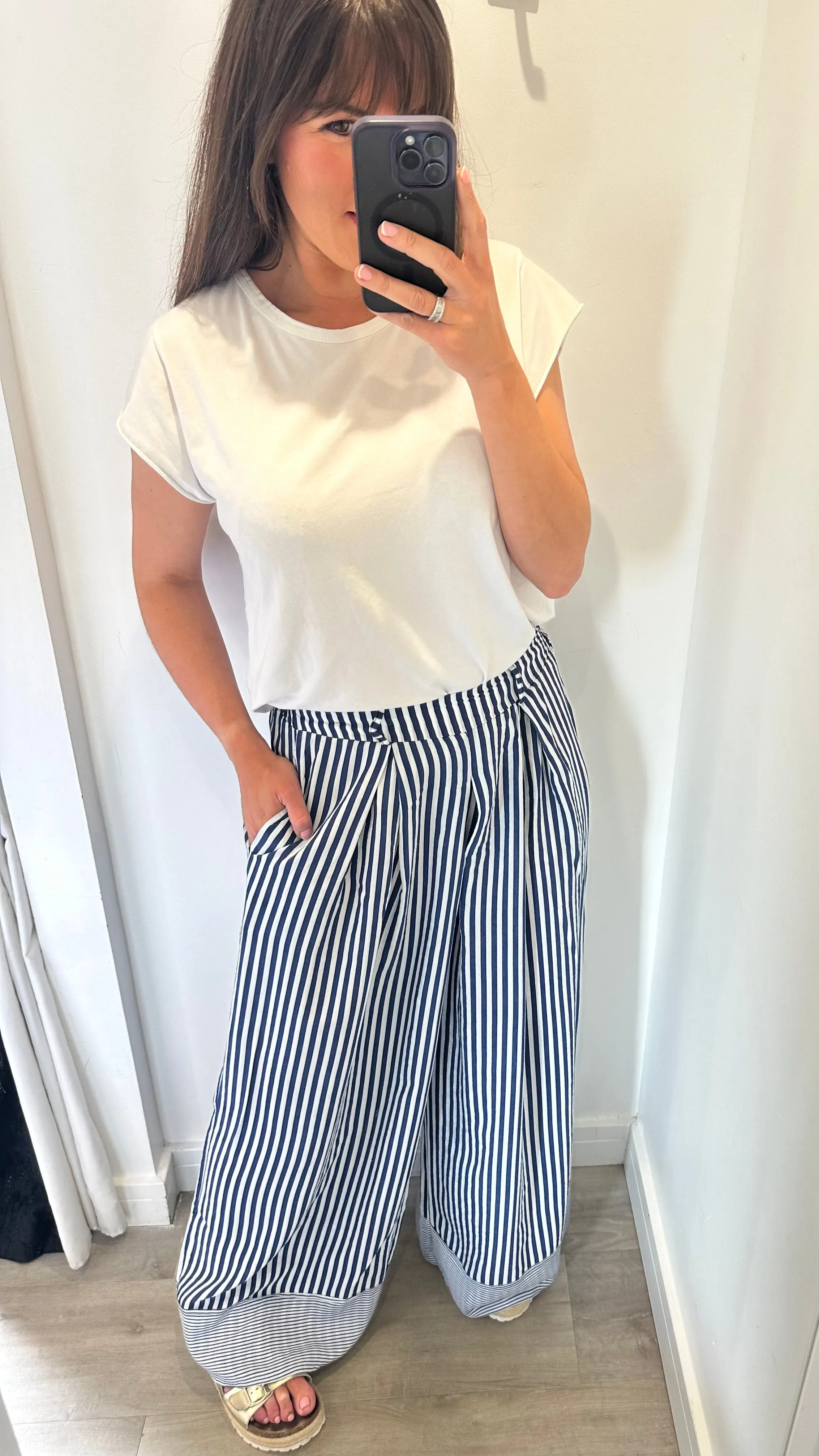 NAUTICAL STRIPE WIDE LEG TROUSERS