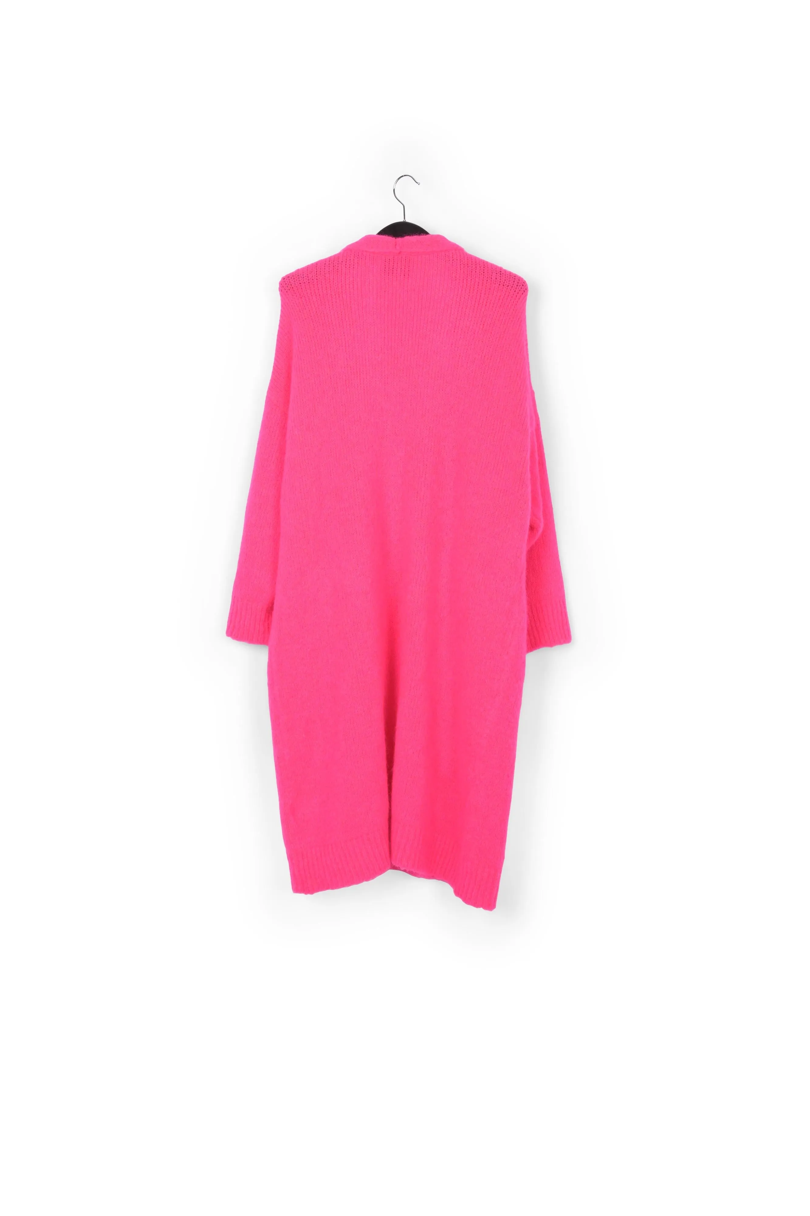 Neon pink midi-length mohair-blend cardigan