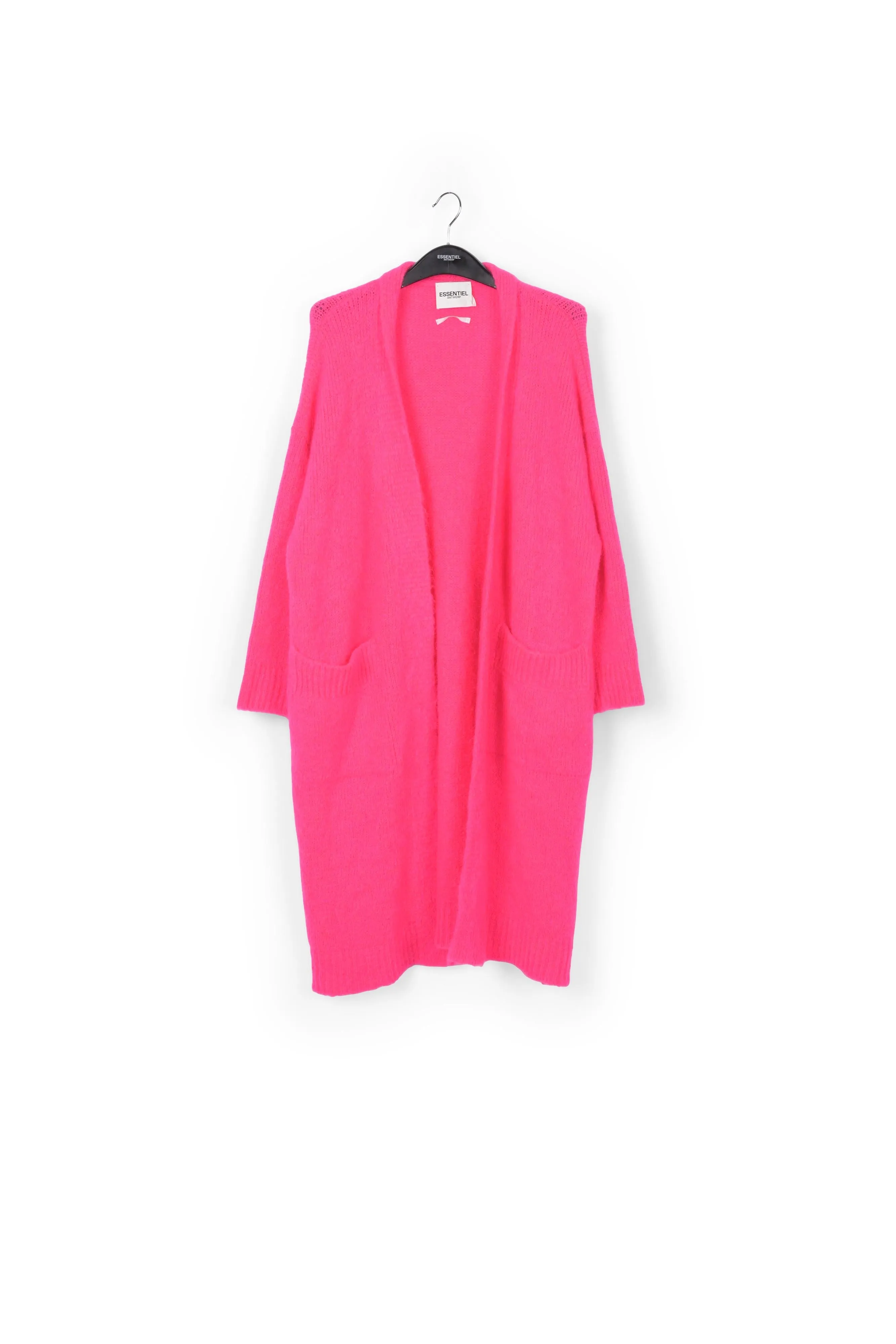 Neon pink midi-length mohair-blend cardigan