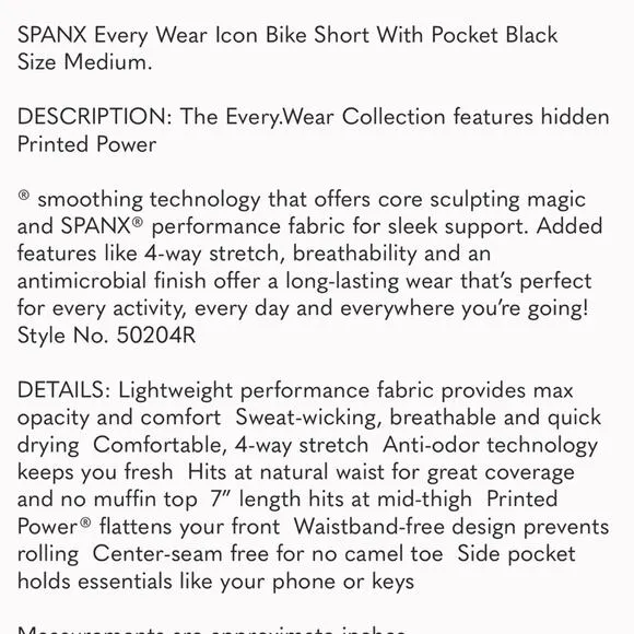 NEW Spanx every wear biker shorts with pockets black