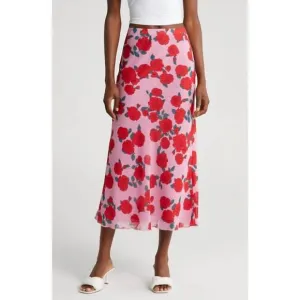 NEW WAYF jacqueline slip skirt in pink roses