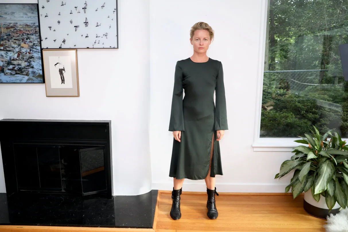 Nina Dress / Deep Forest Green Silk