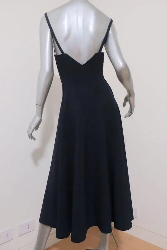 Norma Kamali Slip Grace Midi Dress Navy Stretch Jersey Size Small NEW