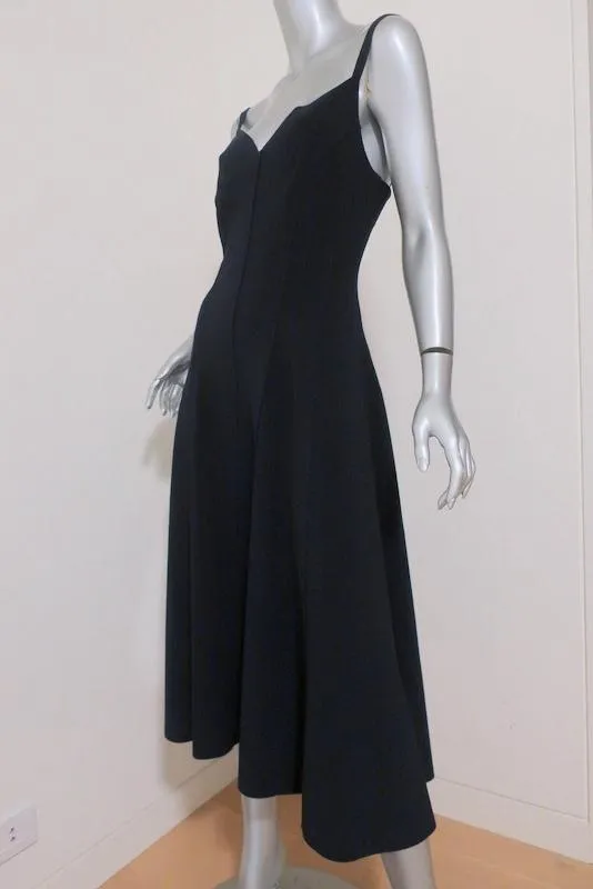 Norma Kamali Slip Grace Midi Dress Navy Stretch Jersey Size Small NEW