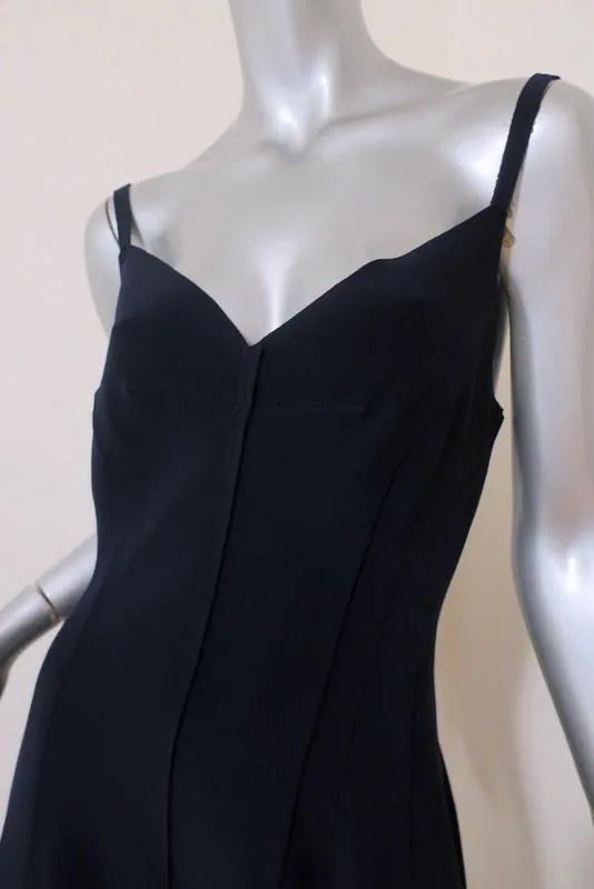 Norma Kamali Slip Grace Midi Dress Navy Stretch Jersey Size Small NEW