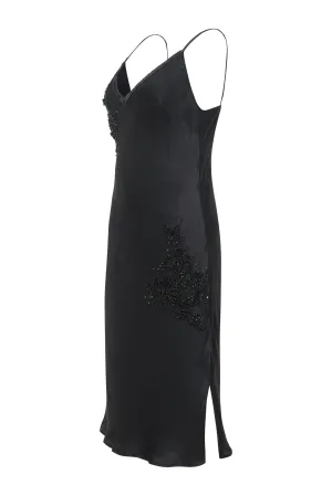 Now 60% OFF -Embellished Bias Slip Dress