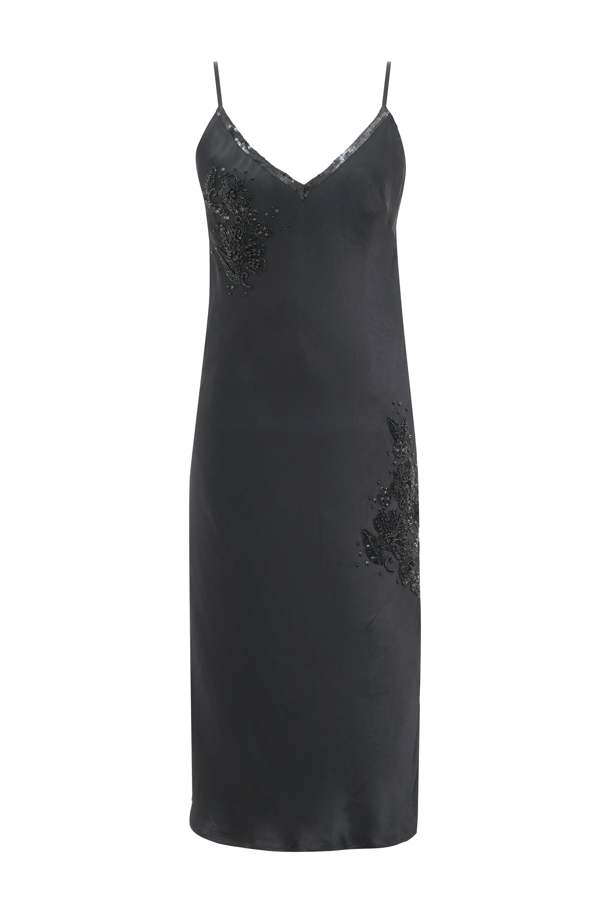 Now 60% OFF -Embellished Bias Slip Dress