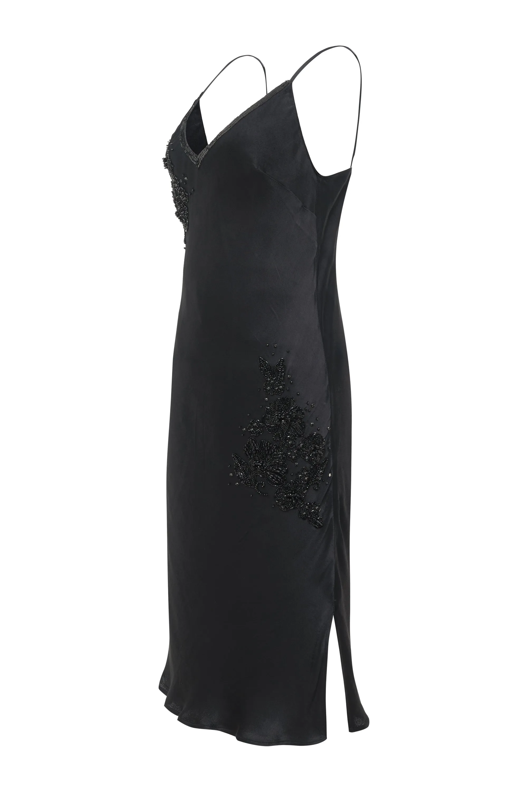 Now 60% OFF -Embellished Bias Slip Dress